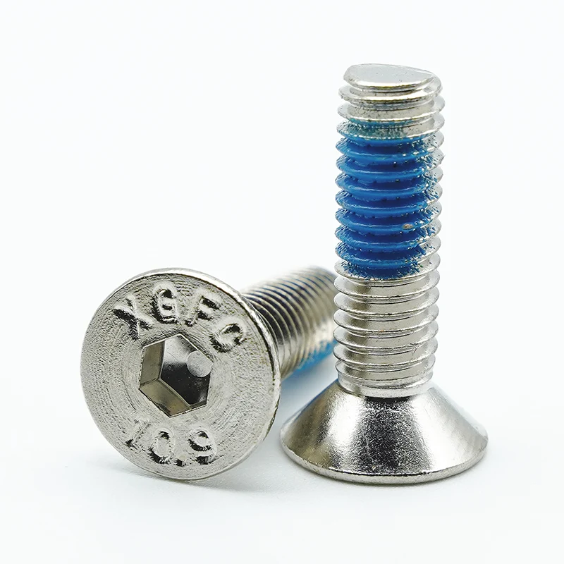 Nikkelbelagte og lim hex socket tellersunk hodeskruer