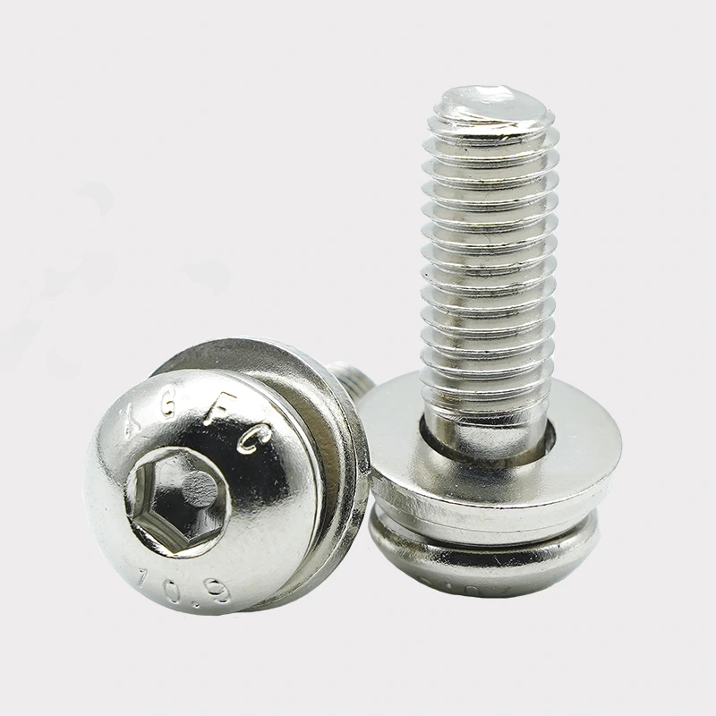 Nikkelbelagte hex socket knapphode kombinasjonsskruer